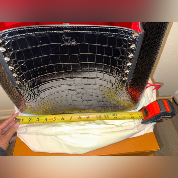 Christian Louboutin Black and Red Crocodile Texture Tote - Picture 14 of 15